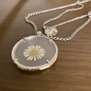 Pressed Daisy Two Layered Necklace